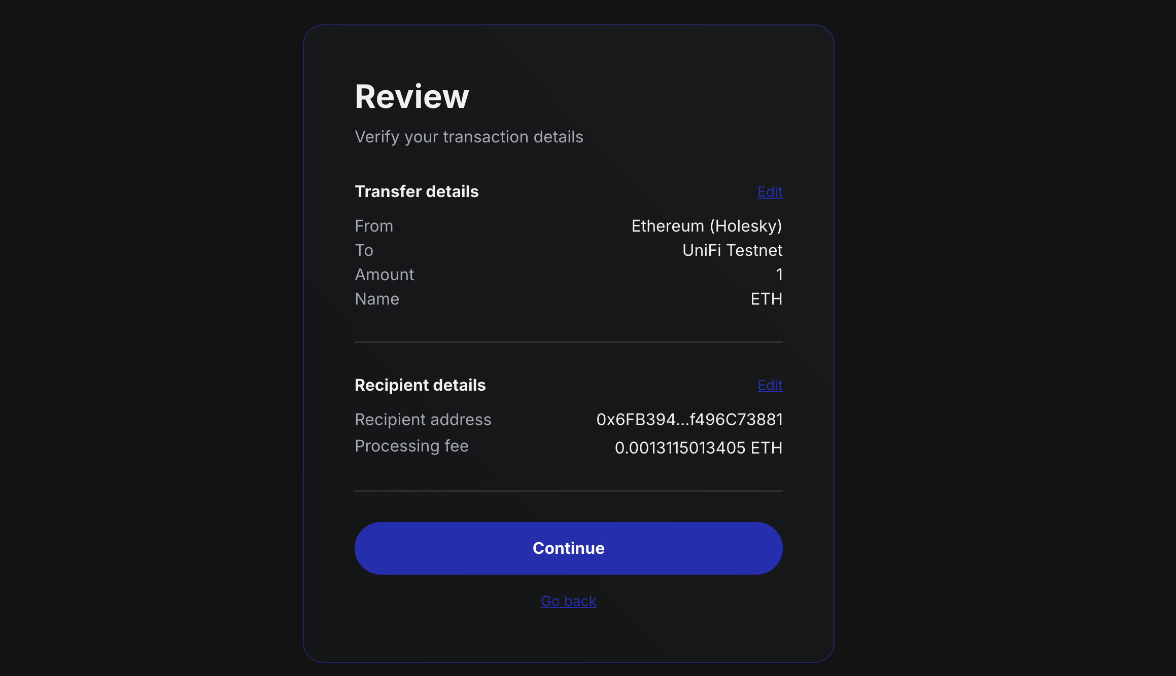 Transaction confirmation